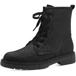 Schnürstiefelette, Schnürboots, Chunky Boots mit praktischer Anziehlasche, Gr. 38, schwarz, , 30698959-38