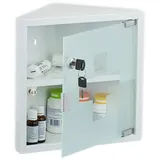relaxdays Medizinschrank mit Glastür Weiß silberfarben|weiß