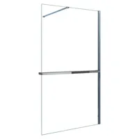 AICA_100x200cm Walk in Duschwand mit Stabilisator 8mm NANO ESG-Glas mit Duschregal Handtuchhalter Duschtrennwand F129