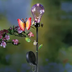 LED Solar Gartenstecker Schmetterling Garten Balkon Deko Erdspieß 84cm
