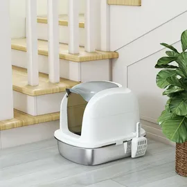 PawHut Katzentoilette Edelstahl 52,4 x 41,3 x 42 cm Weiß