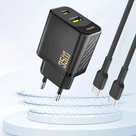 DUDAO A27 MaxC 35W Wandladegerät + USB-C Kabel – Schwarz