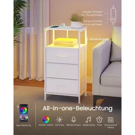 Songmics Nachtschrank mit LED-Beleuchtung 2-teilig 40 x 30 x 50 cm Weiß