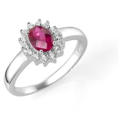 Smart Jewel Ring zauberhaft, farbiger Stein und weiße Zirkonia, Silber 925 Ringe   Rot Damen 
