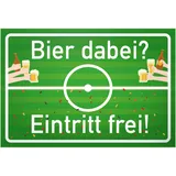 DankeDir! Bier dabei Eintritt frei Fußball Schild mit Spruch - lustiges Geschenk für ihn Geschenkidee Geburtstagsgeschenk Männer Party Deko Zubehör Scherzartikel JGA - Accessoire Fotobox