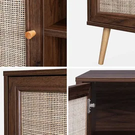 sweeek TV-Möbel mit Rattangeflecht 120 x 39 x 56,5 cm Braun Holz