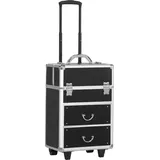 HOMCOM Trolley-Kosmetikkoffer Make-up-Koffer Kosmetikkoffer Vanity Teleskopgriff verstellbar 36L x 23B x 58H cm Alu ABS Schwarz   Aosom