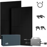 Powerness® 1000W Balkonkraftwerk mit Speicher 2010Wh, TSUN DCU2000Lite mit 800W Wechselrichter, 2×500W Full Black Bifaziale Solarmodule, Zubehör Komplettset, Plug&Play (0% MwSt)