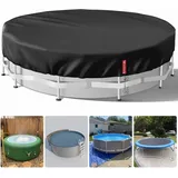 luxuskollektion Pool-Abdeckplane Runde Poolabdeckung 550 Schwarz Uv-Schutz Kordelzug Bodennägel 549cm
