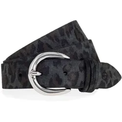 Ledergürtel TAMARIS, Damen, Gr. 80, schwarz, anthrazit, Rindsleder, Animalmuster, Antik-Look, used, gemustert, modisch,feminin, Gürtel, Animal-Design, Used Look, 3 cm breit
