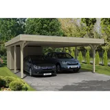 SKANHOLZ Skan Holz Flachdach-Doppelcarport Spessart 611 cm x 846 cm mit Abstellraum