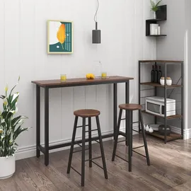 Woltu Barhocker 2er Set Bistrohocker, Gestell aus Stabilem Stahl, Sitzfläche aus Mdf, Dunkelbuche
