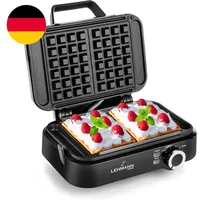 LEHMANN Waffeleisen Doppelt Für Belgische Waffeln, 1200W, Fertig in 3 Minuten, T