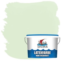 Halvar Latexfarbe hohe Deckkraft Weiß & 100 Farbtöne - abwischbare Wandfarbe für Küche, Bad & Wohnraum Geruchsarm, Abwischbar & Weichmacherfrei (2,5 L, Eisgrün)