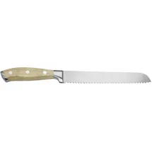 APS Brotmesser 34 cm Braun, Wellenschliff, Edelstahlklinge, Griff aus Buchenholz