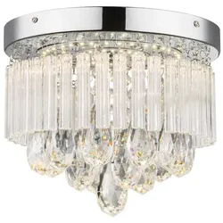 LED Decken Lampe Leuchte Beleuchtung Chrom Wohn- Ess- Schlaf- Zimmer Kristalle