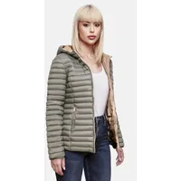 Marikoo Damen Steppjacke Übergangsjacke gesteppte Jacke mit Kapuze Frühjahr Stepp B857 [B857-Asr-Grau-Gr.M] - M