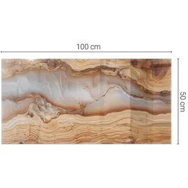 Tulup Tischplatte Hellbraun, Glas, 100x50x0.4 cm Esszimmer, Tische, Esstische, Tischsysteme, Tischplatte