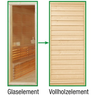Wolff Finnhaus Sauna Paradiso: Tausch Glaselement in Vollholzelement