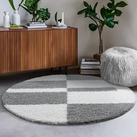 Sanat Hochflor-Teppich SANAT "Milano 1254", grau (hellgrau), H:30mm Ø:200cm, Kunstfaser, Teppiche, Hochflor, Wohnzimmer, Schlafzimmer, fußbodenheizungsgeeignet