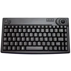Kompakte und hochwertige Tastatur. Notebook-Tastenfeld. Trackball. Schnittstelle 1x USB, 2x PS2. Gewicht 0,6 kg.