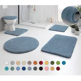 Kleine Wolke Badematte RELAX, Badvorleger, Badezimmer Teppich, Höhe 30 mm, rutschhemmend beschichtet, fußbodenheizungsgeeignet, Polyacryl, WC-Deckelbezug, WC-Deckelbezug, Badteppich, meliert, rechteckig, rund & als Set erhältlich blau WC-Deckelbezug