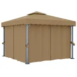 vidaXL Pavillon 3 x 3 m inkl. 4 Seitenteile Taupe
