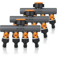 Brandson 4-Wege Wasserverteiler 3er-Set orange/schwarz
