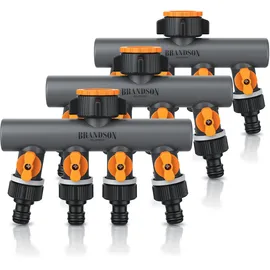 Brandson 4-Wege Wasserverteiler 3er-Set orange/schwarz
