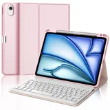 IVEOPPE Tastatur iPad Air 6. Generation, iPad Air 11" Hülle mit Tastatur 2024, Magnetisch Abnehmbare Bluetooth QWERTZ Tastatur für iPad Air 6 11 Zoll 2024, Rosa