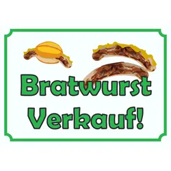 Bratwurst Verkaufsschild Schild A4 Rückseite selbstklebend