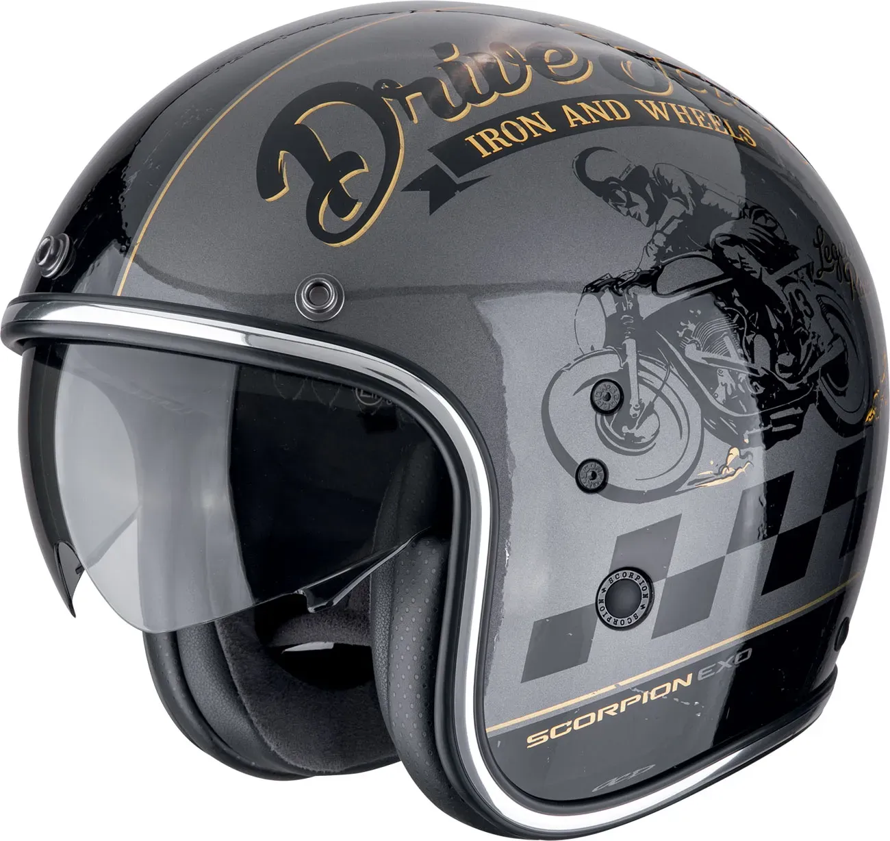 Scorpion Belfast Evo Drive Fast, casque ouvert - Gris/Noir/Or - L