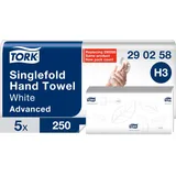 TORK Advanced H3, weich und reißfest, 2-lagig, weiß, Advanced Qualität, 2 lagig, 1250 Papiertücher, Advanced Qualität, 290258