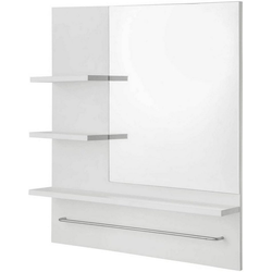 Woltu Spiegelschrank BZS41 Spiegelschrank mit 3 Ablagen aus Holz, weiß