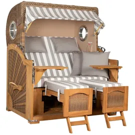 Mr. Deko Strandkorb Düne Grande Bullauge Teak PE Banana Dessin 513