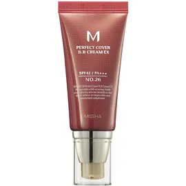 Missha M Perfect Cover BB Cream No.26 Natural Caramel- LSF 42 PA +++ 50 ml - Getönte Feuchtigkeitscreme für Gesicht mit LSF