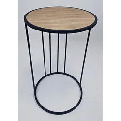 Couchtisch ANDAS "Porvoo", beige (natur, schwarz, natur), B:40cm H:65cm T:40cm, Tische, Tischplatte mit Eichenholz furniert, Gestell aus Metall