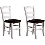 Home affaire Esszimmerstuhl Super Paesana (Set, 2 St), Buche Massivholz mit Kunstlederbezug braun|weiß