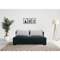 Schlafsofa INOSIGN "Tomar, 198cm, mit Bettfunktion (150/198cm) und" Sofas Gr. B/H/T: 198cm x 93cm x 95cm, Struktur fein, blau Bettkasten. Mit Federkernpolsterung.