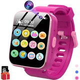 JUBUNRER Smartwatch Kinder für Jungen, Mädchen, Smartwatch für Kinder, HD-Kamera, Kindersicherung, Spiel, MP3-Musikplayer, Aufnahme, Spielzeug für 3-12-jährige Kinder, Weihnachtsgeburtstagsgeschenke