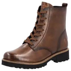 Schnürboots REMONTE, Damen, Gr. 42, braun (mahagoni), Leder, Lederimitat, unifarben, klassisch, Schuhe, Blockabsatz, Schnürstiefelette im Used Look