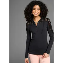 KangaROOS Kapuzenshirt KANGAROOS, Damen, Gr. 40/42, schwarz, Rippware, Obermaterial: 100% Baumwolle. Kapuzenfutter: 100% Baumwolle.