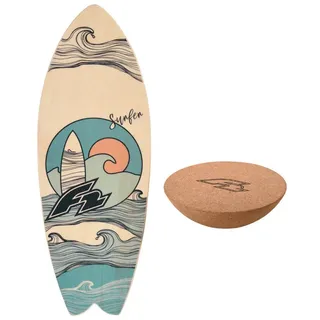 F2 Set Balance Board Surfer 87x32cm mit Kork Halbkugel braun NO SIZE