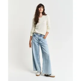 GANT Rundhalspullover »CLASSIC COTTON C-NECK« mit Zopfstrickmuster Gant CREAM