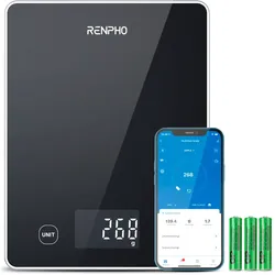 Renpho Küchenwaage »Calibra 1L Smart Nutrition Scale T001«, Smarte Küchenwaage für präzise Ernährungstracking & Zielerreichung Renpho schwarz