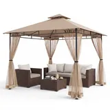 Sekey Pavillon 3x3 m Wasserdicht Doppeldach Garten Party Gartenzelt Moskitonetz