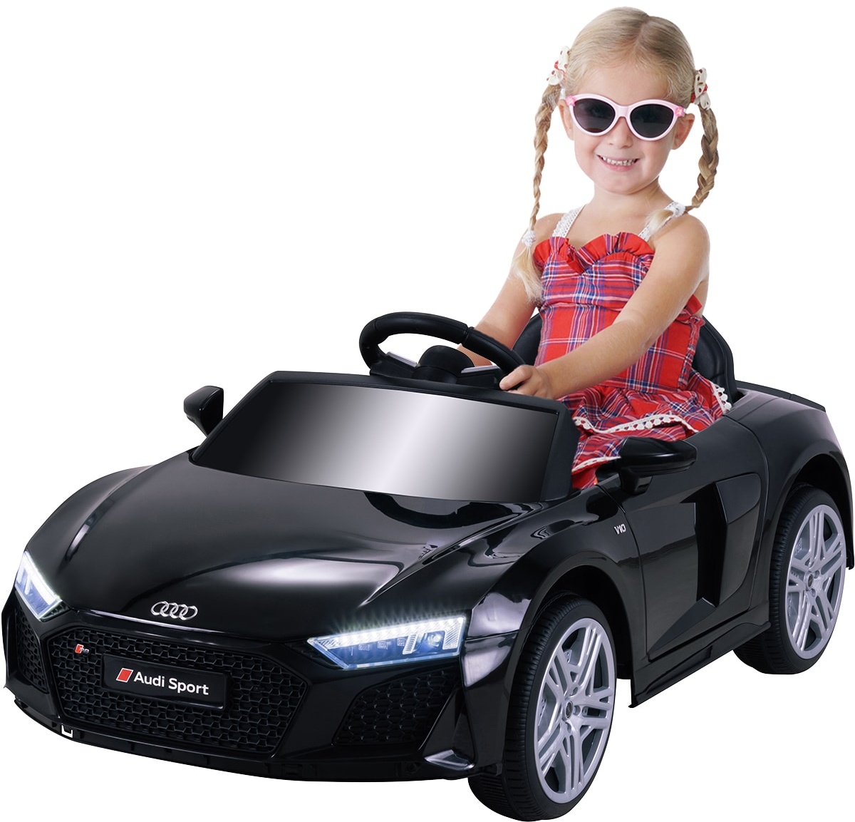 Kinder-Elektroauto Audi R8 Spyder lizenziert, 60 Watt, LED-Scheinwerfer, Musik, Hupe, Fernbedienung, (Schwarz)