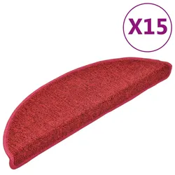 vidaXL 15 Stk. Treppenmatten Bordeauxrot 56 x 17 x 3 cm