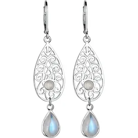 Elli Ohrhänger Mondstein Tropfen Ornament 925 Silber 698206-0 Weiß