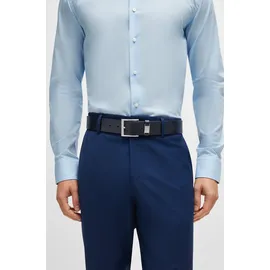 Boss Herrengürtel Leder dunkelblau/silber 100